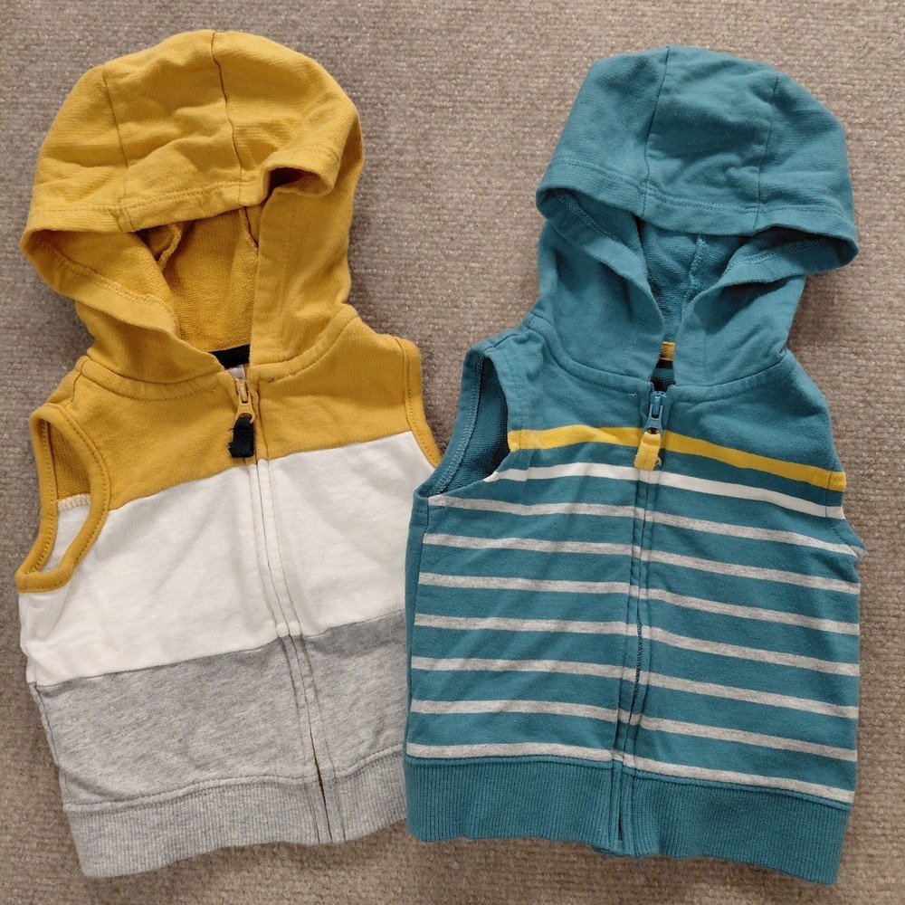 Carters Hooded‎ Lightweight Cotton Sleeveless Vest Boys Size 9 Months Baby